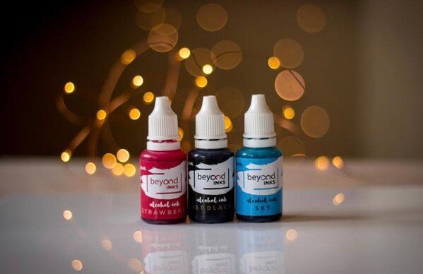 Alcohol Ink Pack 4 - Sky, Strawberry & Jet Black | Reliance Fine Art |Alcohol InkArtist Inks