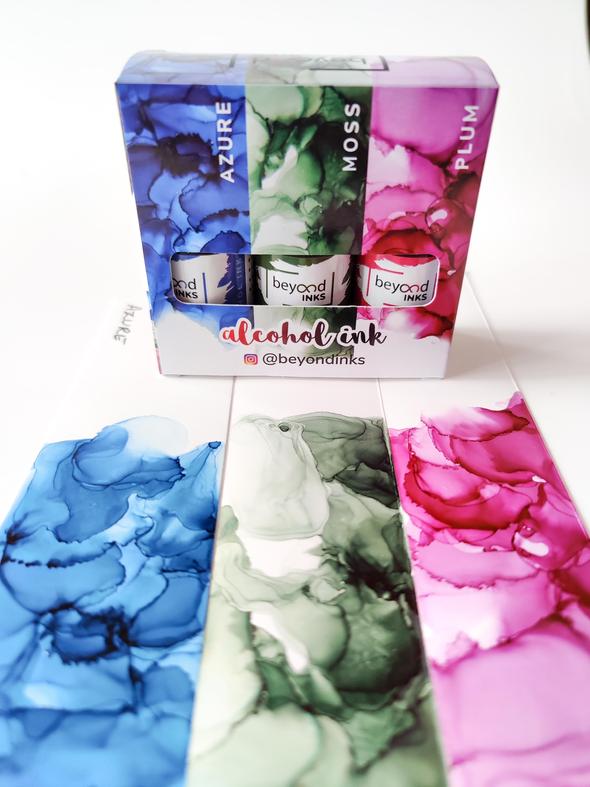 Alcohol Ink Pack 8 - Moss, Azure & Plum | Reliance Fine Art |Alcohol InkPaint Sets