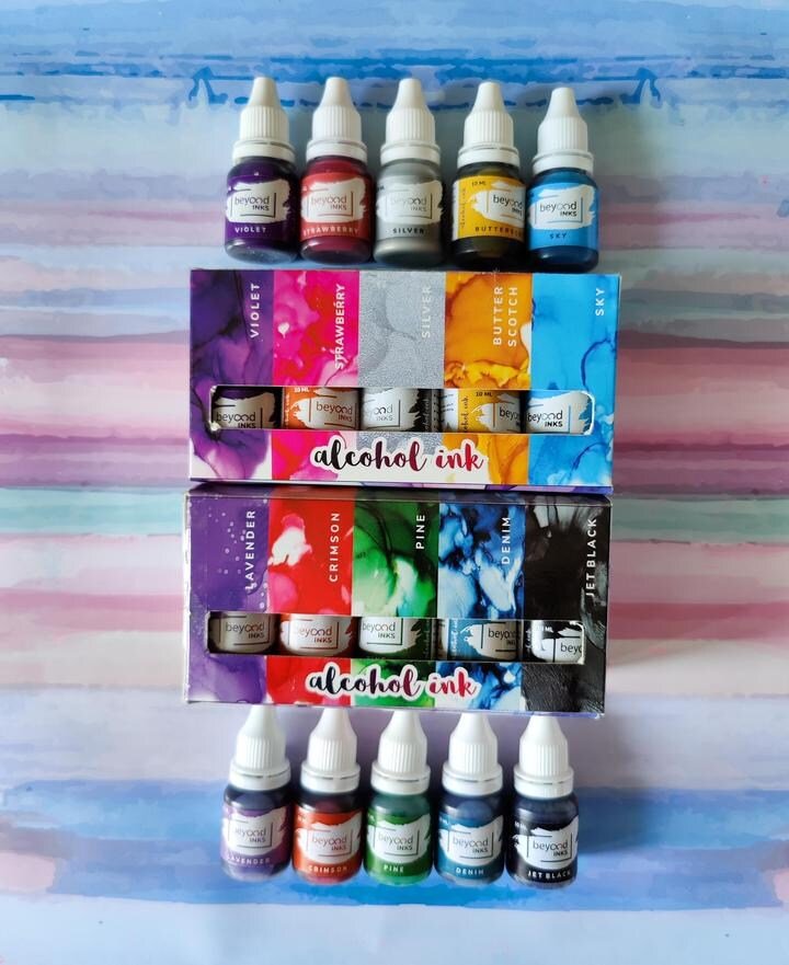 Alcohol Inks Mini Pack Of 10 Shades (Kit no 1) | Reliance Fine Art |Alcohol InkArtist InksPigments for Resin & Fluid Art