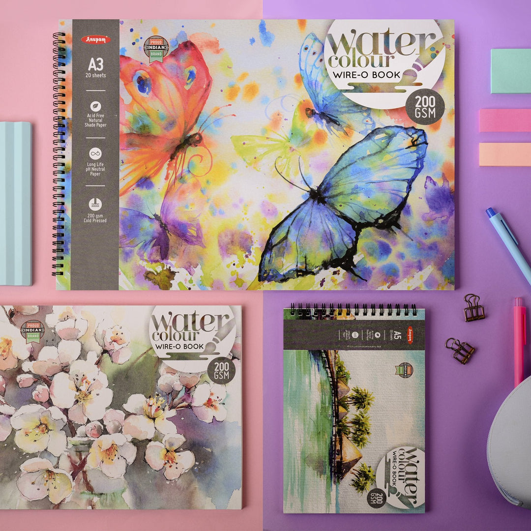 Anupam Water Colour Wire-O Book 200 Gsm - 20 Shts - A3 | Reliance Fine Art |Other Watercolor BooksSketch Pads & PapersWatercolor Blocks and Pads