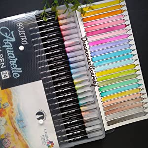 Brustro Aquarelle Brush Pen set of 24 | Reliance Fine Art |Illustration Pens & Brush Pens