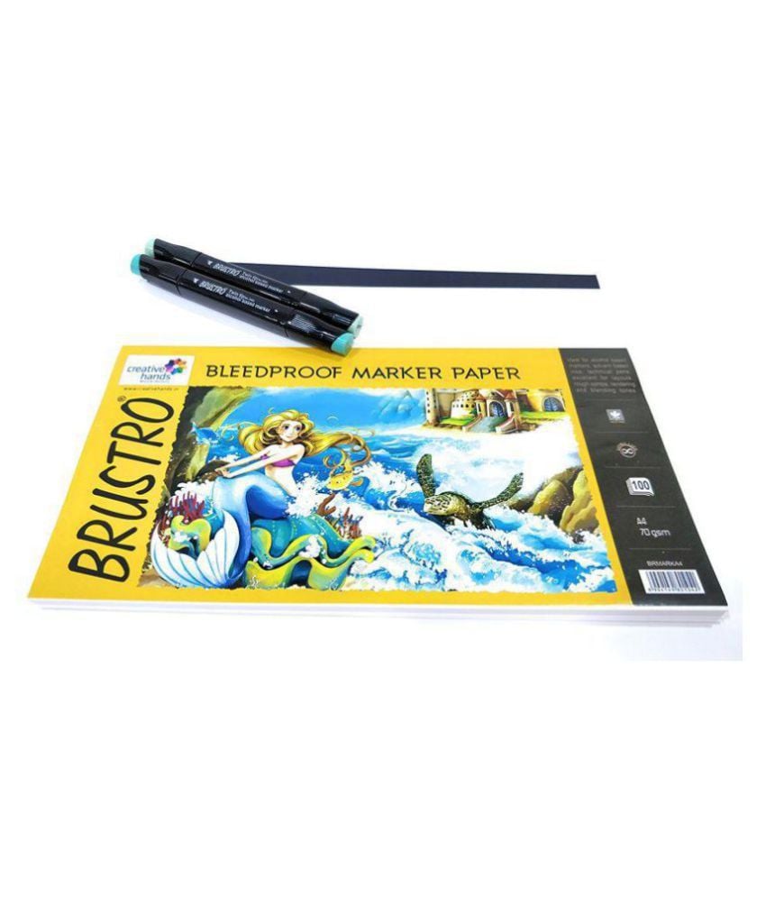 Brustro Bleedproof Marker Papers 70GSM 50 Sheets A4 | Reliance Fine Art |A4 & A5Paper PacksPaper Packs A3
