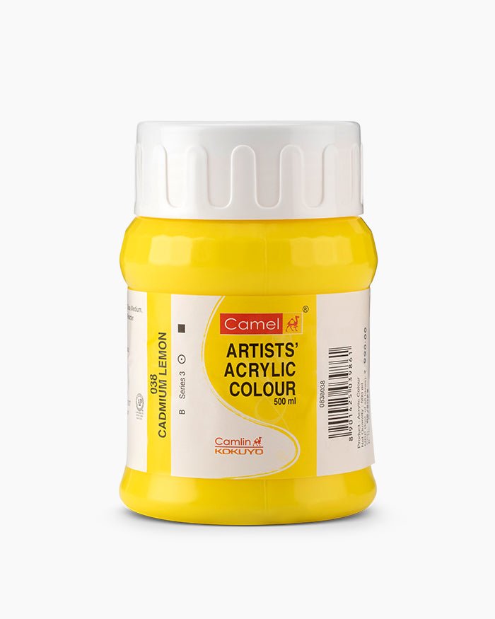 Camel Acrylic 500ml 038 Cadmium Lemon | Reliance Fine Art |Camel Artist Acrylic Paint