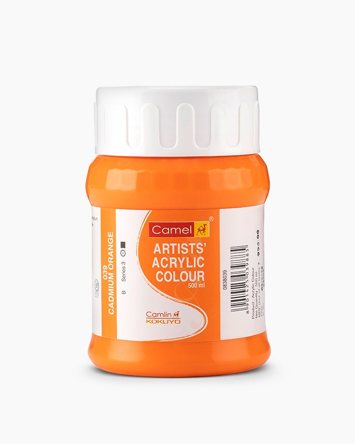 CAMEL ACRYLIC 500ML 039 CADMIUM ORANGE | Reliance Fine Art |Camel Artist Acrylic Paint
