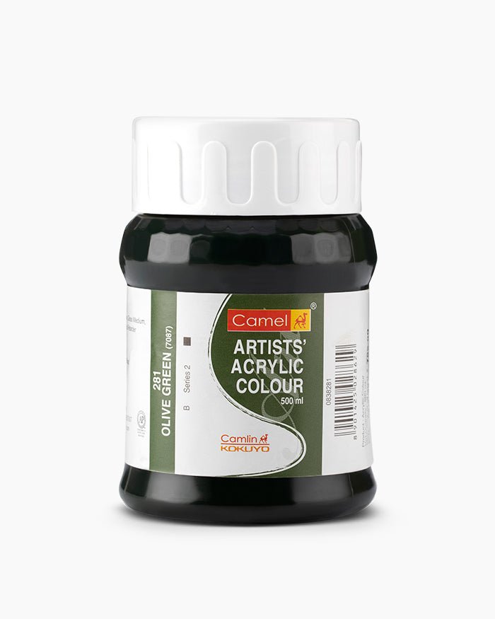 Camel Acrylic 500ml 281 Olive Green | Reliance Fine Art |Camel Artist Acrylic Paint