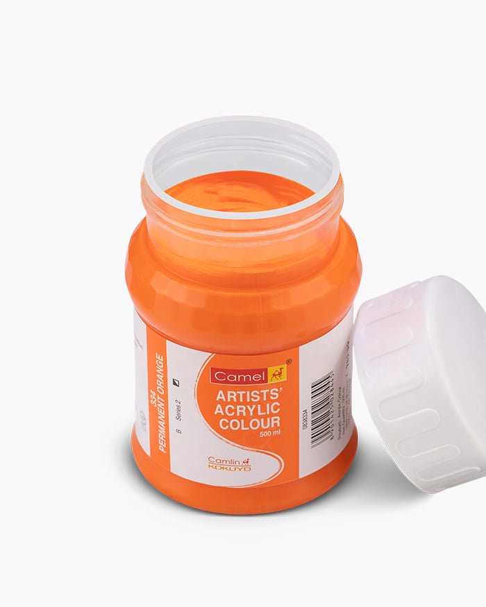 Camel Acrylic 500ml 334 Permanent orange | Reliance Fine Art |Camel Artist Acrylic Paint