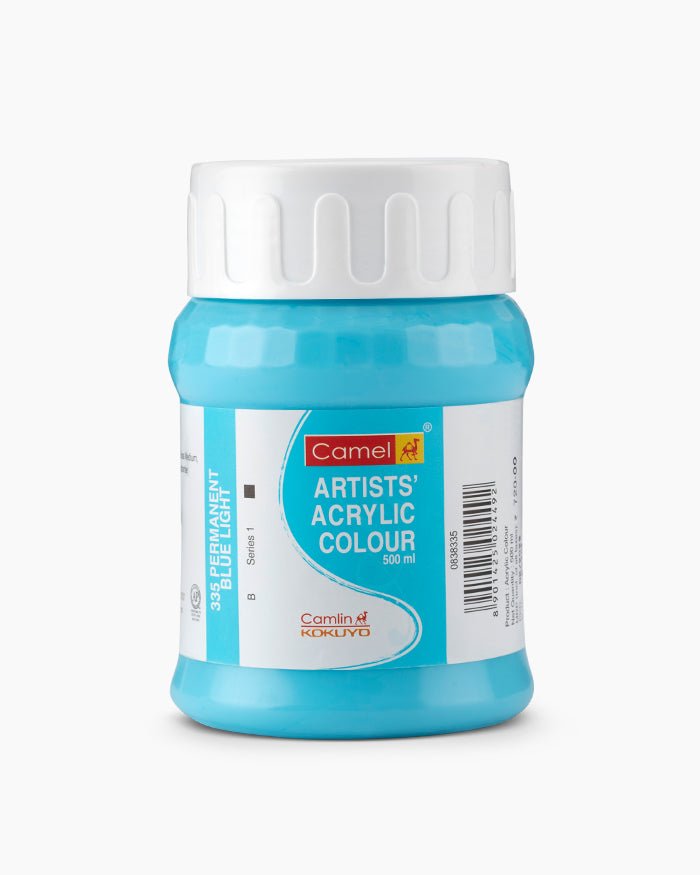 Camel Acrylic 500ml 335 Light Blue Permanent | Reliance Fine Art |Camel Artist Acrylic Paint