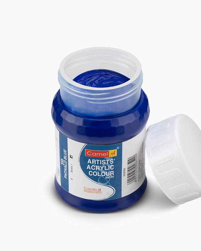 Camel Acrylic 500ml 358 Phthalo Blue | Reliance Fine Art |Camel Artist Acrylic Paint