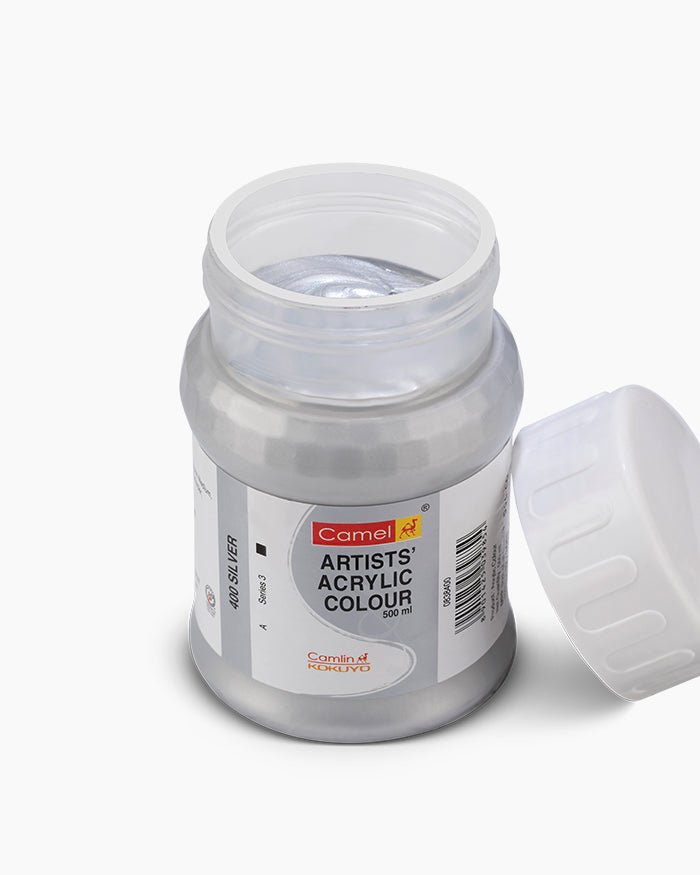 CAMEL ACRYLIC 500ML 400 SILVER | Reliance Fine Art |Camel Artist Acrylic Paint