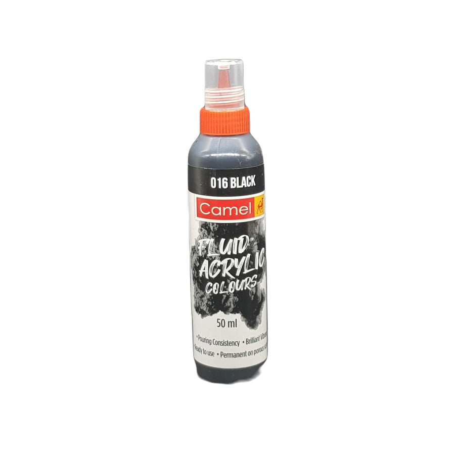 Camel Fluid Acrylic Colours 50 ML Black (016 ) | Reliance Fine Art |Acrylic PaintsCamel Fluid Acrylic Paint 60 ML
