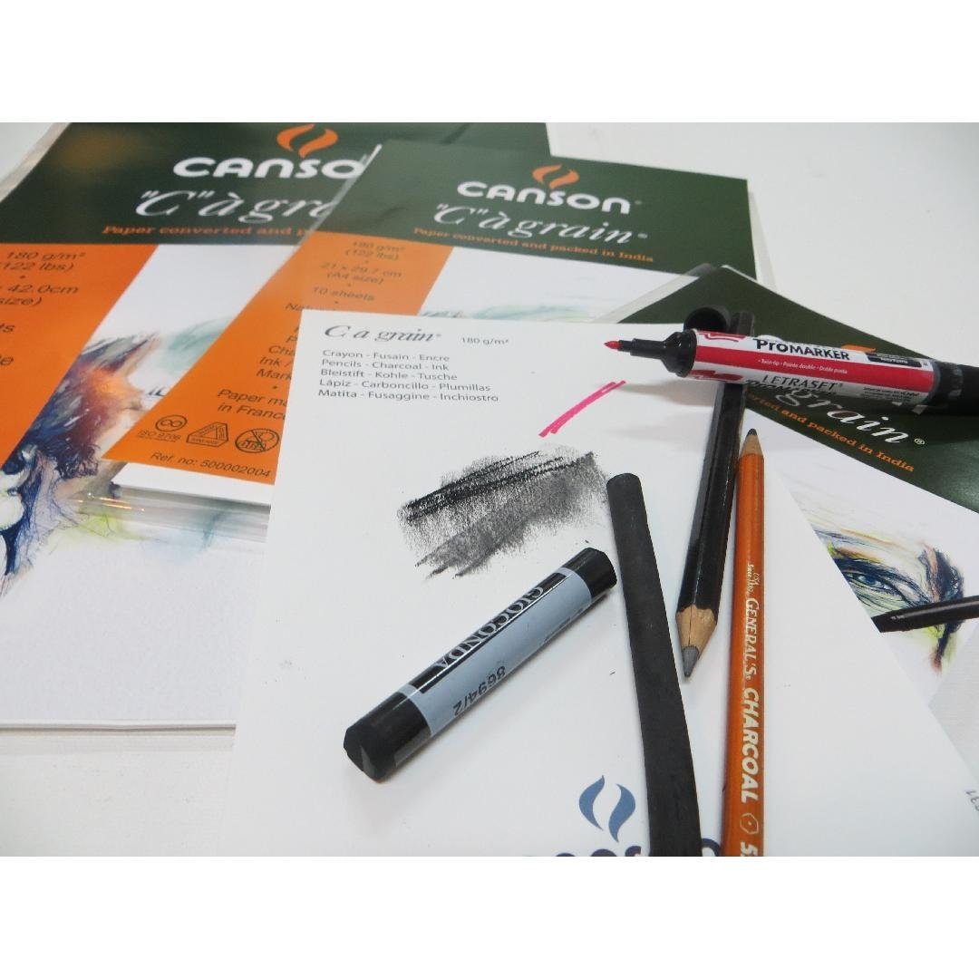 Canson C à Grain Drawing 180 GSM Light Grain A4 Paper Sheets (Natural White, 10 Sheets in Pack) | Reliance Fine Art |Paper Pads for PaintingSketch Pads & Papers