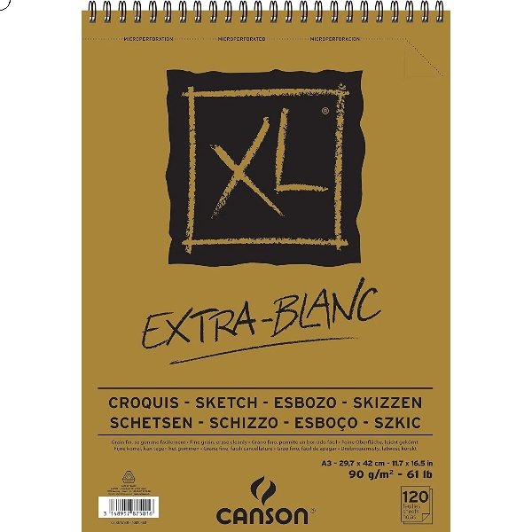 Canson XL Extra-Blanc Sketch A4 90 GSM 120 Sheets (21x29.7cm) (200787500) | Reliance Fine Art |Art PadsSketch Pads & Papers