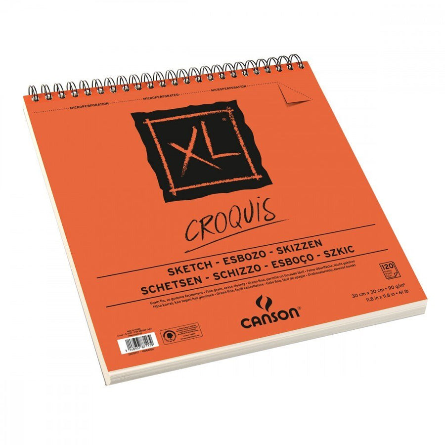 Canson XL Sketch Croquis Spiral 90gsm 30x30cm (Ivory) (A4 square) | Reliance Fine Art |Art PadsSketch Pads & Papers