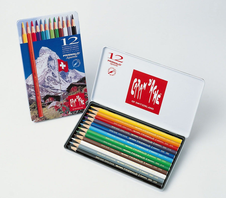 CaranD'ache Prismalo Aquarelle Colour Pencils Set of 12 (999.312) | Reliance Fine Art |Sketching Pencils Sets