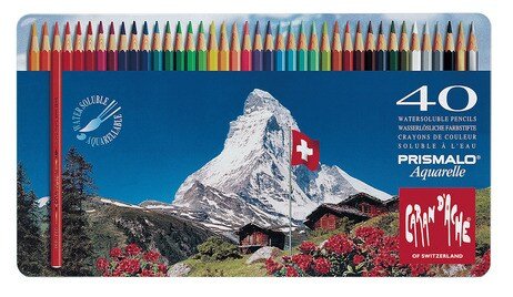 CaranD'ache Prismalo Aquarelle Colour Pencils Set of 40 (999.340) | Reliance Fine Art |Sketching Pencils Sets