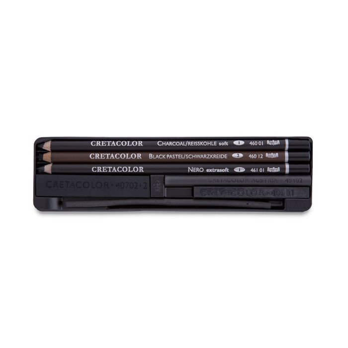 Cretacolor Charcoal Set of 8 Pcs (46008) | Reliance Fine Art |Charcoal & GraphiteSketching Pencils Sets