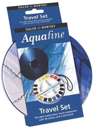Daler & Rowney Aquafine Travel Set of 18 Half Pans (with brush and palette) | Reliance Fine Art |Paint SetsWatercolor PaintWatercolor Paint Sets