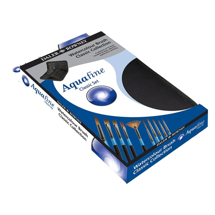 Daler Rowney Aquafine Watercolour Classic Brush Zip Case of 10 (282300110) | Reliance Fine Art |Brush SetsDaler Rowney Aquafine BrushesWatercolour Brushes
