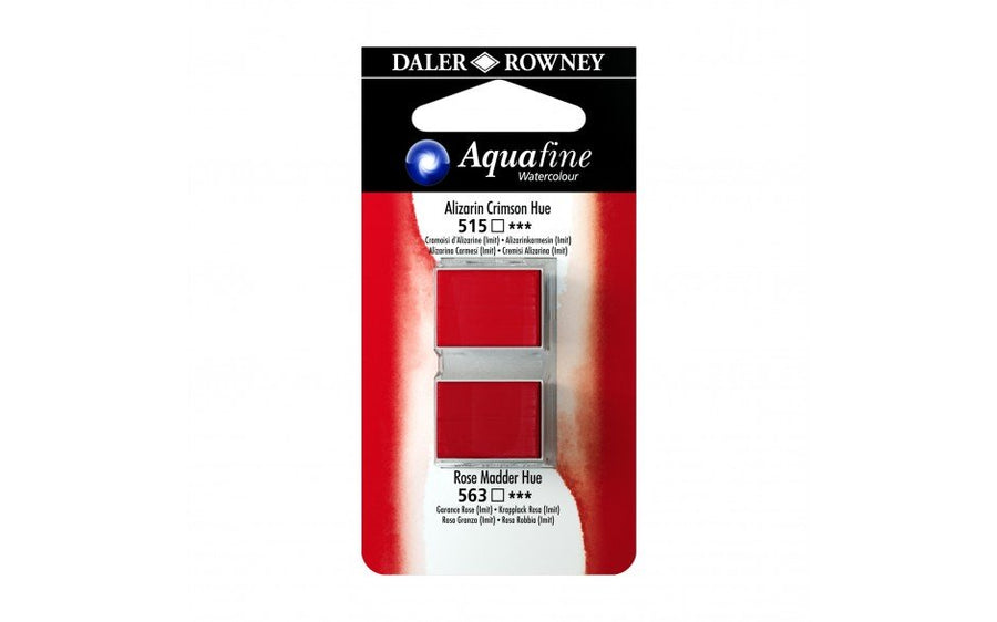Daler-Rowney Aquafine Watercolour - Half Pan Twin Set - Alizarin Crimson/Rose Madder Hue | Reliance Fine Art |Daler Rowney Aquafine Watercolor Half PansWater ColorWatercolor Paint