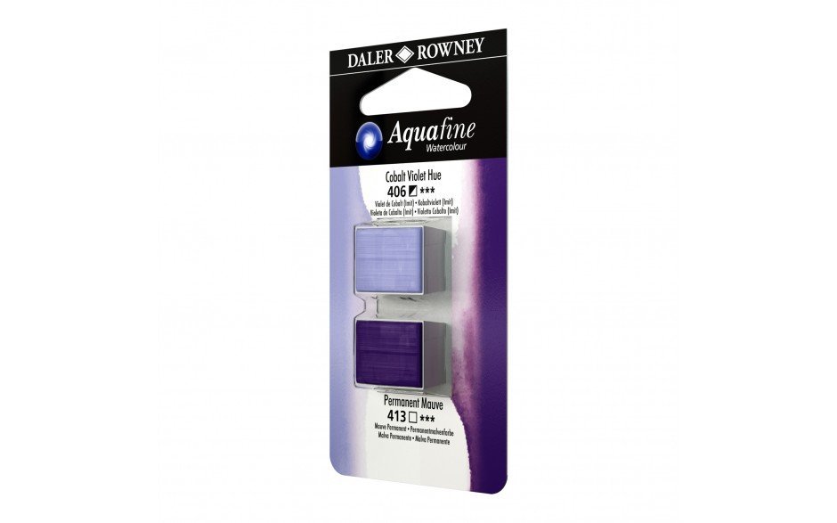 Daler-Rowney Aquafine Watercolour - Half Pan Twin Set - Cobalt Violet Hue/Permanent Mauve | Reliance Fine Art |Daler Rowney Aquafine Watercolor Half PansWater ColorWatercolor Paint