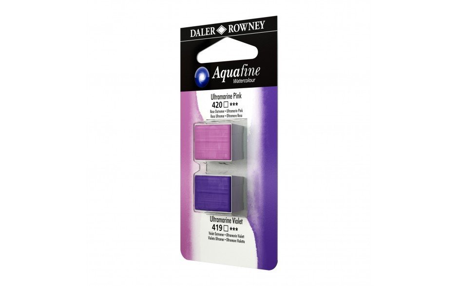 Daler-Rowney Aquafine Watercolour - Half Pan Twin Set - Ultramarine Pink/Ultramarine Violet | Reliance Fine Art |Daler Rowney Aquafine Watercolor Half PansWater ColorWatercolor Paint