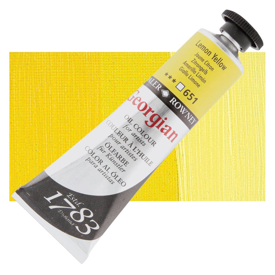 Daler Rowney Georgian Oil 38 ML Lemon Yellow (651) | Reliance Fine Art |Daler & Rowney Georgian Oil ColoursOil Paints