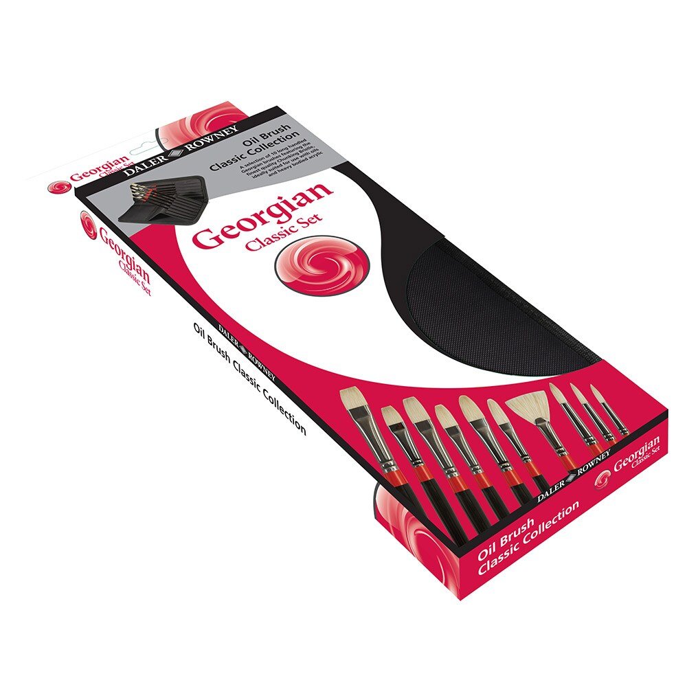 Daler Rowney Georgian Oil Brushes Classic Zip Case Of 10 (283300111) | Reliance Fine Art |Brush SetsDaler Rowney Georgian BrushesOil Paint Brushes