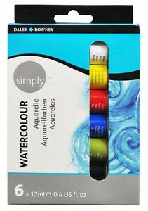 Daler Rowney Simply Watercolour Paint Set - 6 x 12ml Tubes | Reliance Fine Art |Water ColorWatercolor Paint