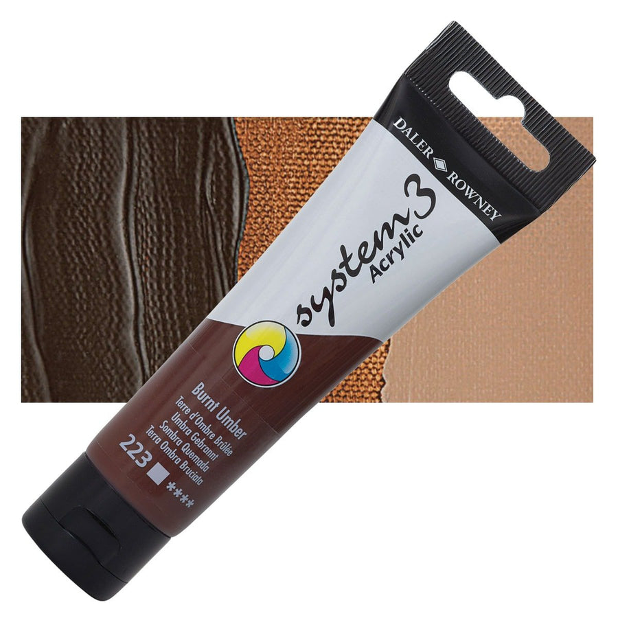 Daler & Rowney System3 150ML BURNT UMBER (223) | Reliance Fine Art |Acrylic PaintsDaler & Rowney System3 Acrylics
