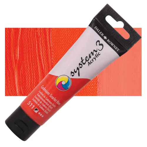 Daler & Rowney System3 150ML CADMIUM SCARLET HUE (511) | Reliance Fine Art |Acrylic PaintsDaler & Rowney System3 Acrylics