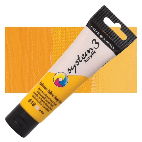 Daler & Rowney System3 150ML CADMIUM YELLOW DEEP HUE (618) | Reliance Fine Art |Acrylic PaintsDaler & Rowney System3 Acrylics