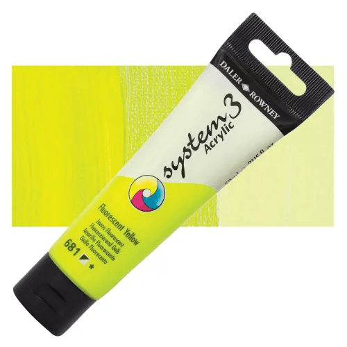 Daler & Rowney System3 150ML FLUORESCENT YELLOW (681) | Reliance Fine Art |Acrylic PaintsDaler & Rowney System3 Acrylics