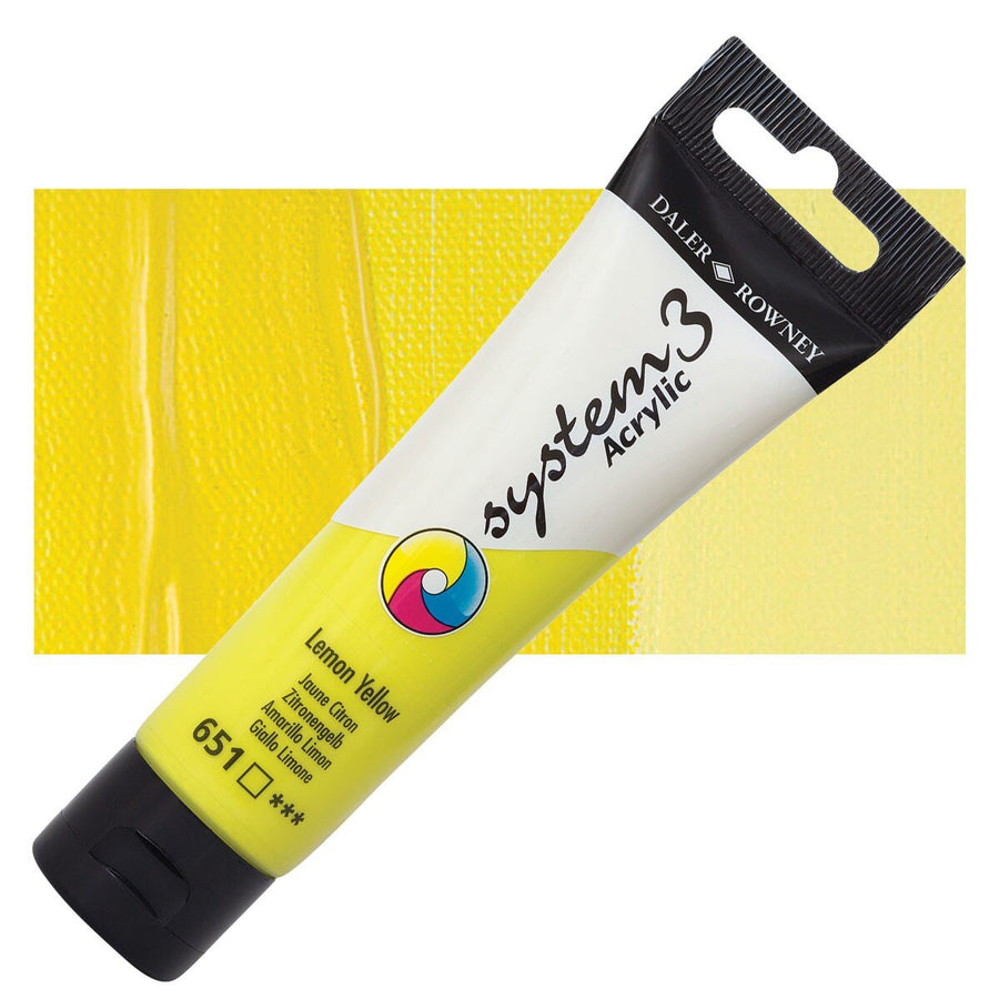 Daler & Rowney System3 150ML LEMON YELLOW (651) | Reliance Fine Art |Acrylic PaintsDaler & Rowney System3 Acrylics