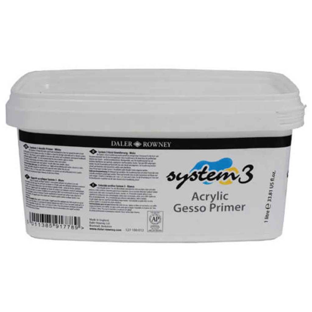 Daler & Rowney System3 Gesso Primer 1 LITRE | Reliance Fine Art |Acrylic Mediums & VarnishesOil Mediums & Varnish