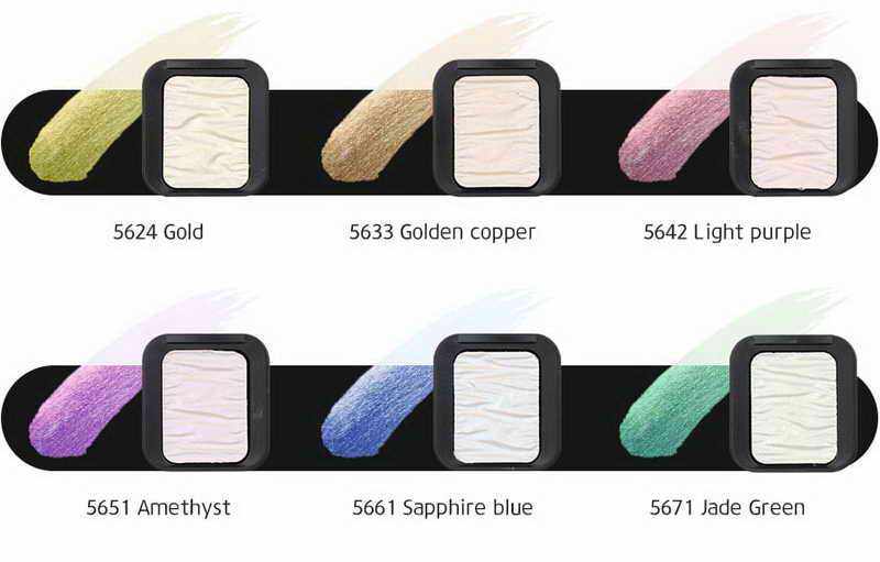 FINETEC 6 Iridescent Artist Mica Water Colours "High Sparkling" (F5600) | Reliance Fine Art |FINETEC WatercolorsWater ColorWatercolor Paint
