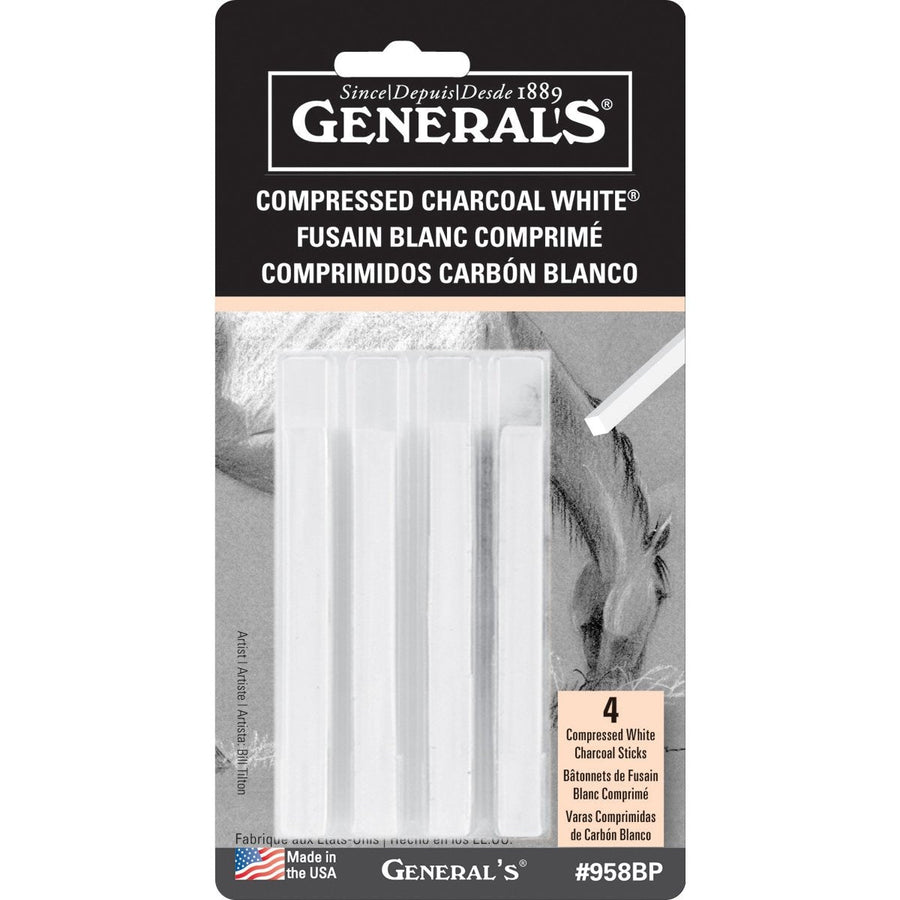 General`s Compressed Charcoal Sticks Blister White – (958BP) | Reliance Fine Art |Charcoal & Graphite