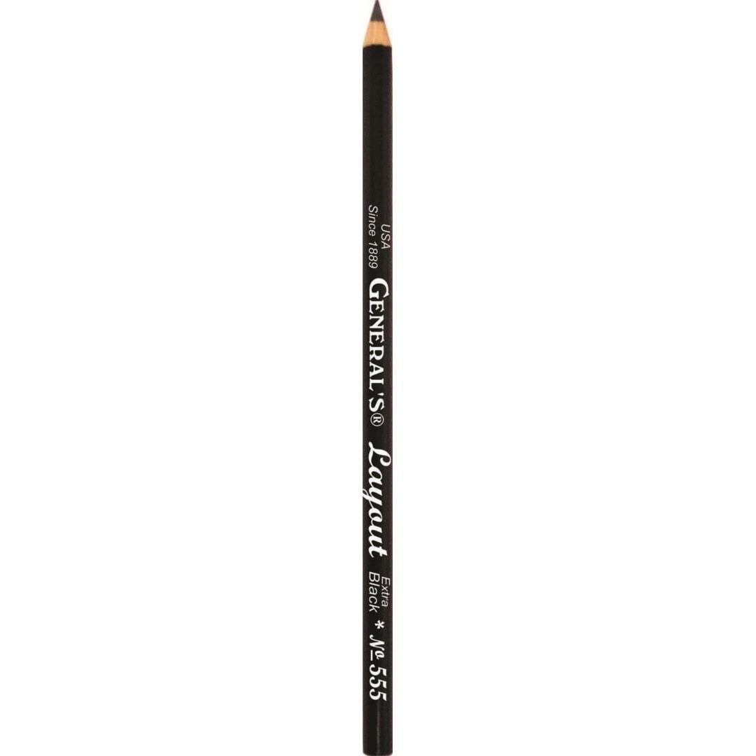 Generals Layout Pencil - Extra Black Soft (L-555) | Reliance Fine Art |Individual Charcoal & Graphite Pencils