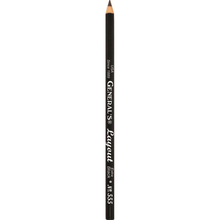 Generals Layout Pencil - Extra Black Soft (L-555) | Reliance Fine Art |Individual Charcoal & Graphite Pencils