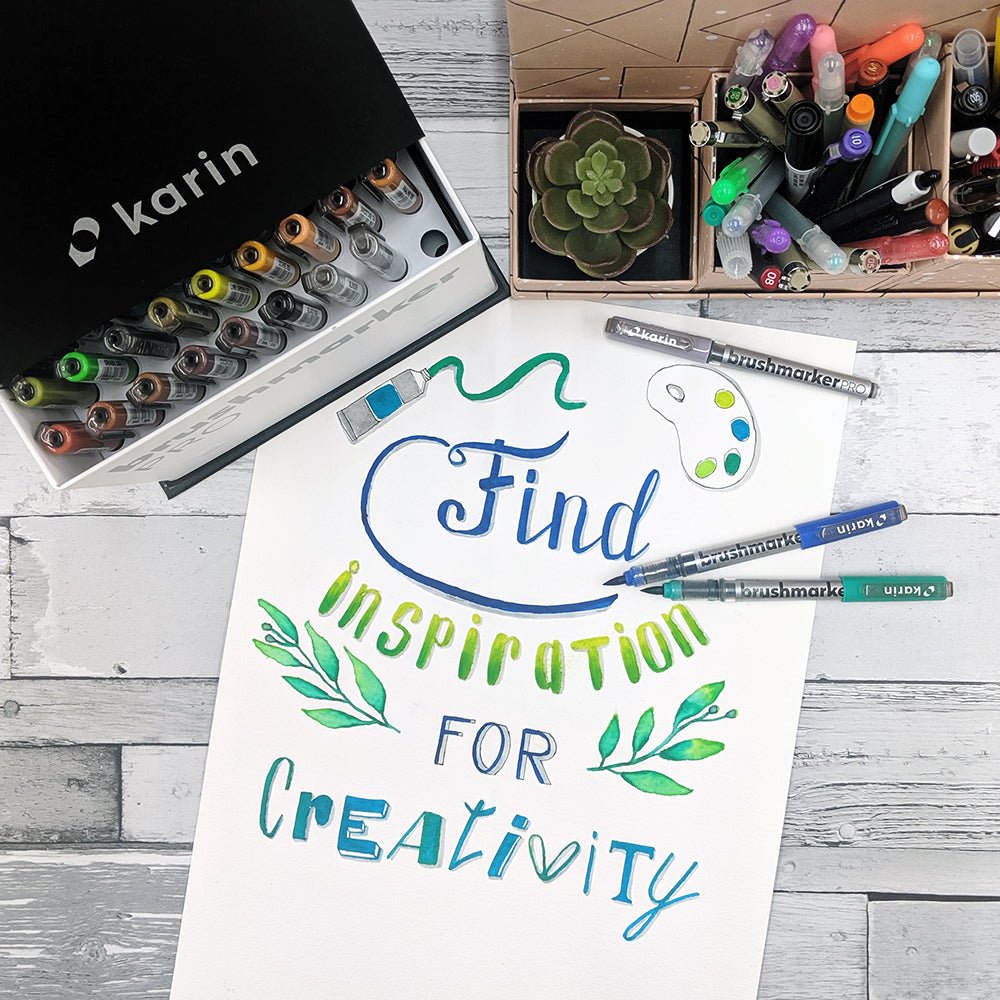 Karin Brushmarker PRO 12 pcs Set 11 Basic Colours+blender (27C1) | Reliance Fine Art |Illustration Pens & Brush PensMarkers