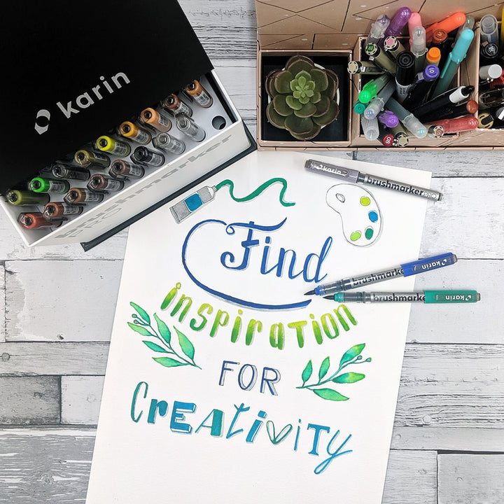 Karin Brushmarker PRO 12 pcs Set 11 Basic Colours+blender (27C1) | Reliance Fine Art |Illustration Pens & Brush PensMarkers