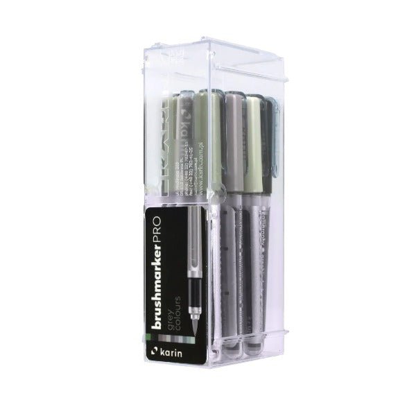 Karin Brushmarker PRO 12 pcs. Set Gray Colours (27C6) | Reliance Fine Art |Illustration Pens & Brush Pens