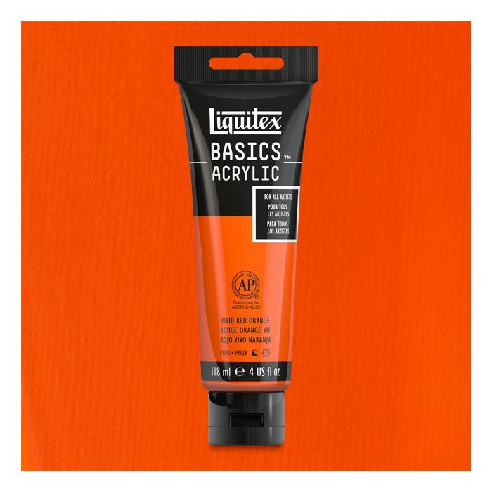 Liquitex Basics Acrylic 118ML 620 Vivid Red Orange | Reliance Fine Art |Acrylic PaintsLiquitex Basics Acrylic Paint 118 ML