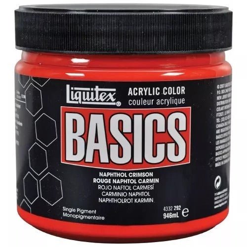Liquitex Basics Acrylic Paint Naphthol Crimson Hue 946 ML (292) | Reliance Fine Art |Acrylic PaintsLiquitex Basics Acrylic Paint 946 ML