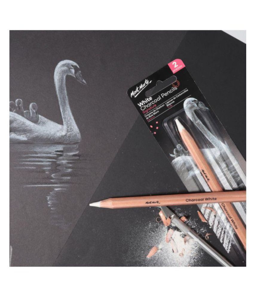 Mont Marte White Charcoal Pencils Lge Hex 2pc (MPN0097) | Reliance Fine Art |Charcoal & Graphite