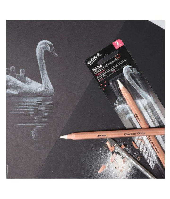 Mont Marte White Charcoal Pencils Lge Hex 2pc (MPN0097) | Reliance Fine Art |Charcoal & Graphite