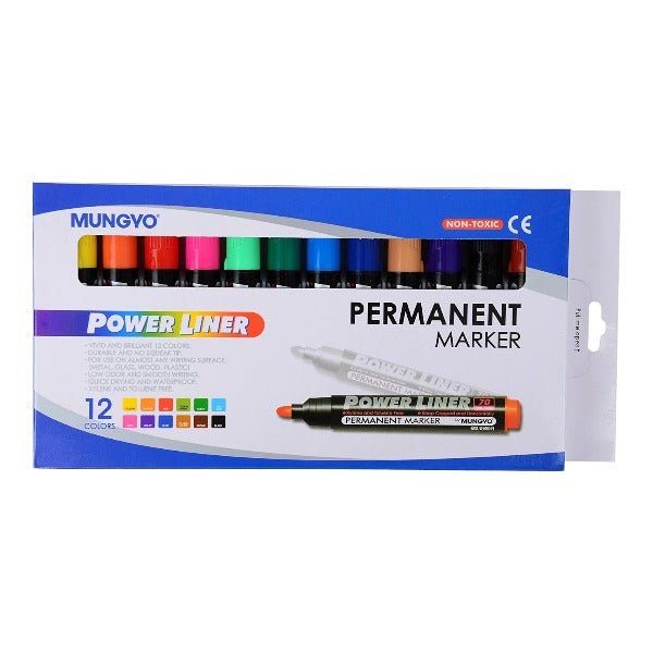 Mungyo Permanent Markers Set of 12 (PE-12A) | Reliance Fine Art |Illustration Pens & Brush PensMarkers