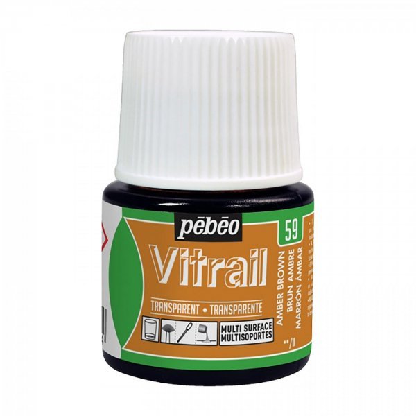 Pebeo Vitrail 45 ML Transparent Glass Colour Amber Brown (59) | Reliance Fine Art |Glass & Silk ColoursPebeo Vitrail Glass Colours