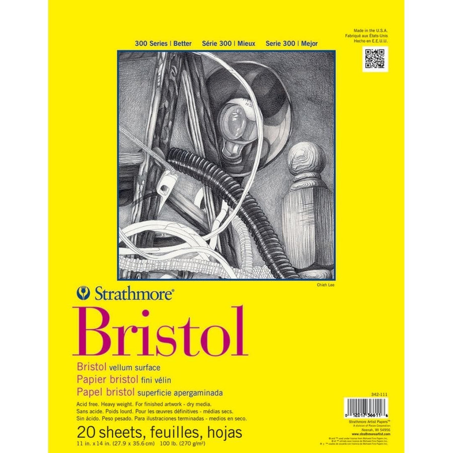 STRATHMORE 300 SERIES BRISTOL PAD VELLUM 20 sheets GSM 270, 27.9 x 35.6 cm (P342-111) | Reliance Fine Art |Art PadsSketch Pads & Papers