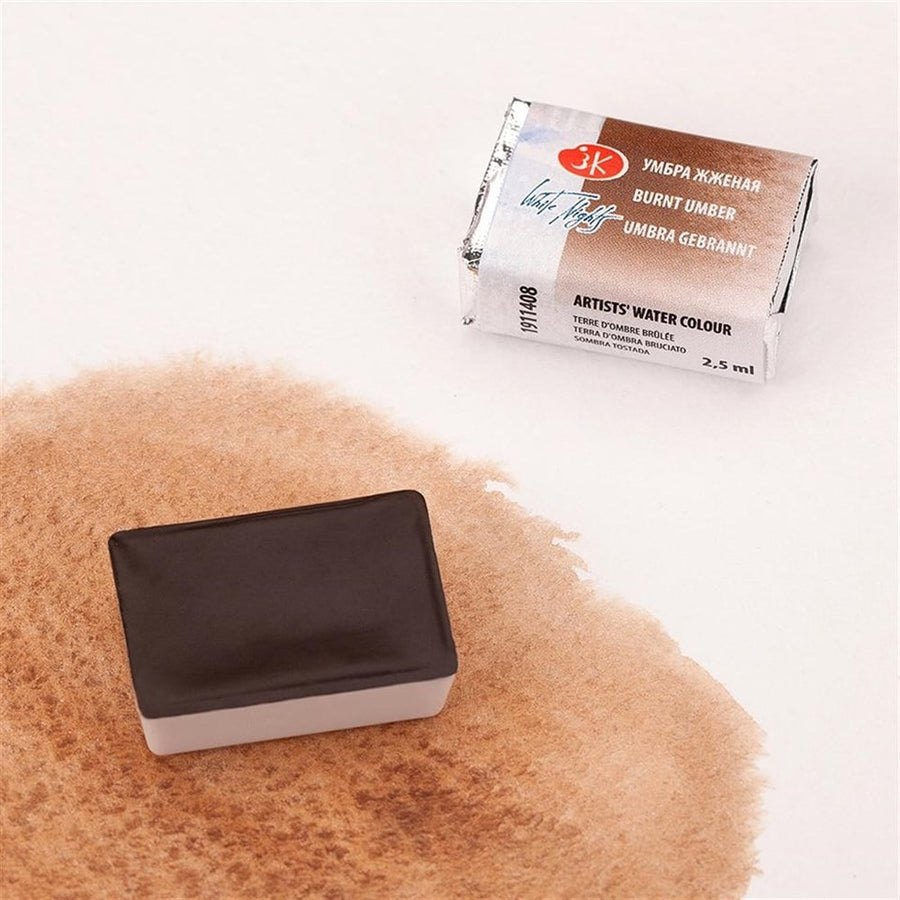 White Nights Artist Watercolour Full Pan Burnt Umber (408) | Reliance Fine Art |St. Petersburg White Nights Watercolor Full PansWater ColorWatercolor Paint