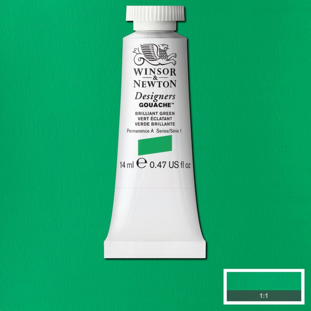 Winsor Newton Designer Gouache Brilliant Green 14 ML S1 | Reliance Fine Art |Gouache PaintsWinsor & Newton Designer Gouache